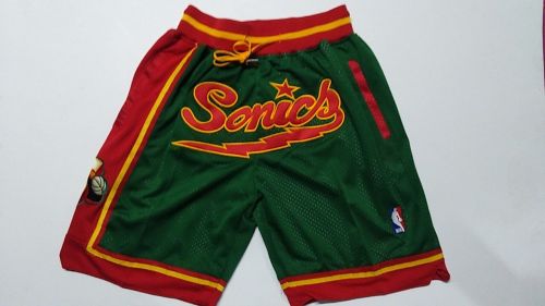 Retro Seattle Sonics Basketball Shorts Stitching Green