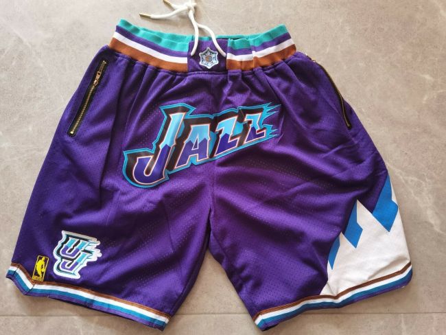 Vintage Gold Label Jazz Basketball Stitched Shorts Purple