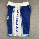 Retro 96 97 Los Angeles Lakers City Edition Gold Label Blue Basketball Shorts