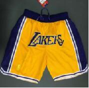 Retro Los Angeles Lakers City Edition Gold Label Yellow Basketball Shorts Stitched