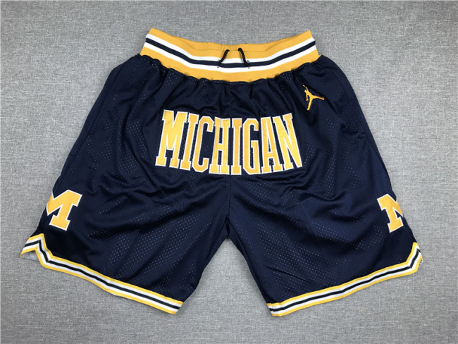 Vintage University of Michigan Wolverines Basketball Shorts Stitching Dark Blue