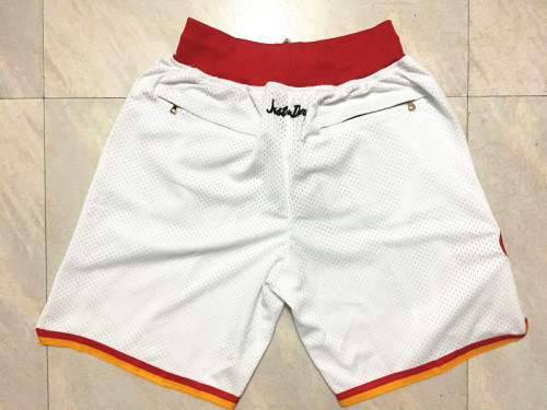 Houston Rockets Basketball Stitched Shorts Retro White