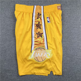 Los Angeles Lakers City Edition Basketball Shorts Stitched Yellow