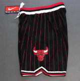 Classic Chicago Bulls Nike Basketball Stitched Shorts with Black Stripes