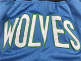 Vintage Minnesota Timberwolves Basketball Shorts Stitching Blue