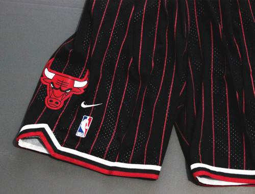 Classic Chicago Bulls Nike Basketball Stitched Shorts with Black Stripes