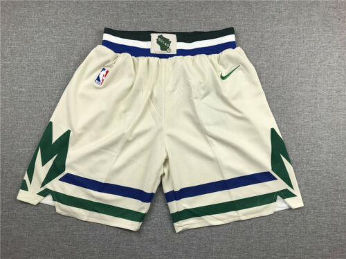 Milwaukee Bucks Nike Classic Basketball Shorts Stitching Off-White