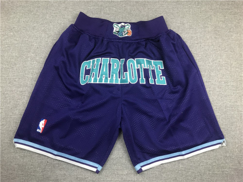 Vintage Charlotte Hornets Basketball Shorts Stitching Dark Blue