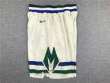 Milwaukee Bucks Nike Classic Basketball Shorts Stitching Off-White