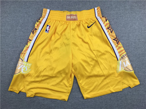 Los Angeles Lakers City Edition Basketball Shorts Stitched Yellow