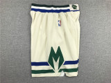 Milwaukee Bucks Nike Classic Basketball Shorts Stitching Off-White