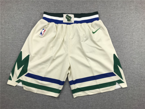 Milwaukee Bucks Nike Classic Basketball Shorts Stitching Off-White