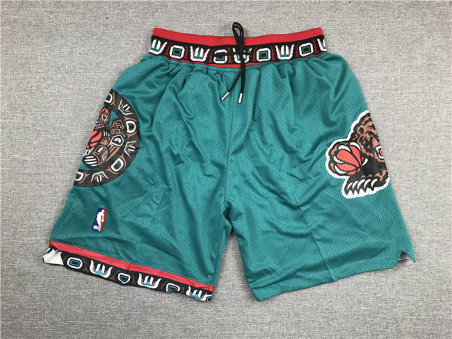 Retro Memphis Grizzlies Basketball Shorts Green Stitching