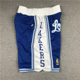 Retro 96 97 Los Angeles Lakers City Edition Gold Label Blue Basketball Shorts