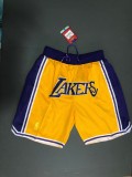 Retro Los Angeles Lakers City Edition Gold Label Yellow Basketball Shorts Stitched