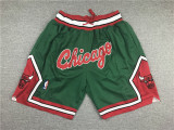Retro 08 09 Chicago Bulls Basketball Stitched Shorts Green