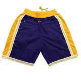 Retro Los Angeles Lakers City Edition Basketball Shorts Stitched Gold Label Purple