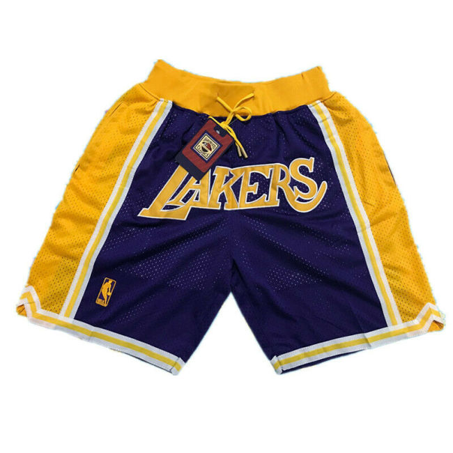 Retro Los Angeles Lakers City Edition Basketball Shorts Stitched Gold Label Purple