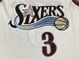 Retro 97 98 Allen Iverson #3 Philadelphia 76ers 10th Anniversary Stitching Basketball Jersey White
