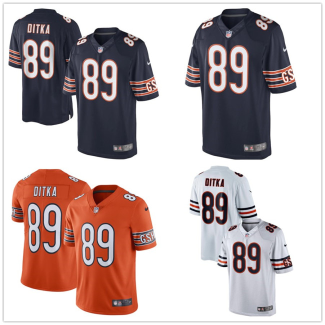 Hot Selling Men's Mike Ditka #89 Navy Blue Chicago Bears American Football Jersey Stitched