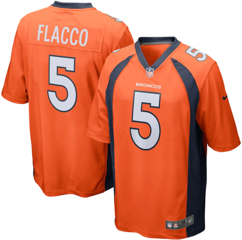Popular Men's Joe Flacco #5 Orange Denver Broncos American Football Jersey Stitched