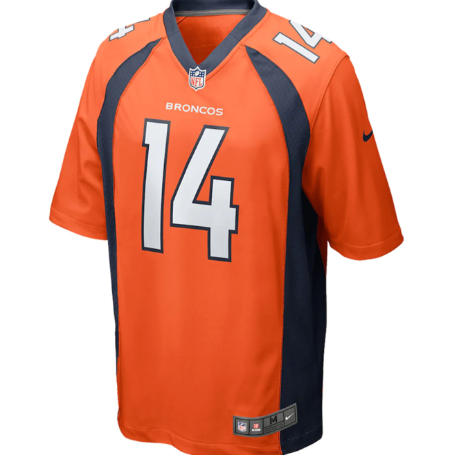 Popular Men's Courtland Sutton #14 Orange Denver Broncos American Football Jersey Stitched