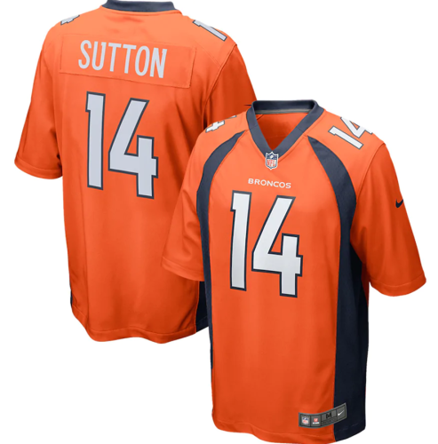 Popular Men's Courtland Sutton #14 Orange Denver Broncos American Football Jersey Stitched
