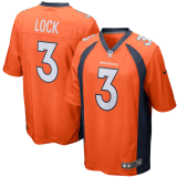 Popular Men's Drew Lock #3 Orange Denver Broncos American Football Jersey Stitched