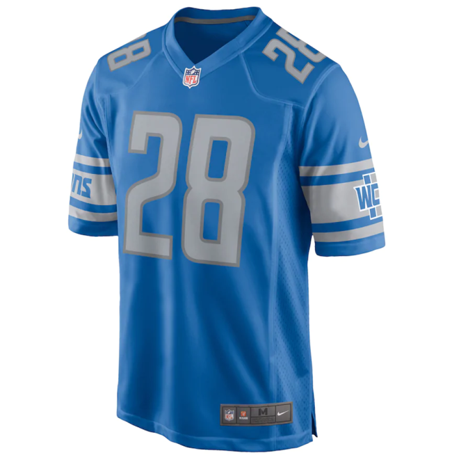 Popular Men's Adrian Peterson #28 Blue Detroit Lions American Football Jersey Stitched