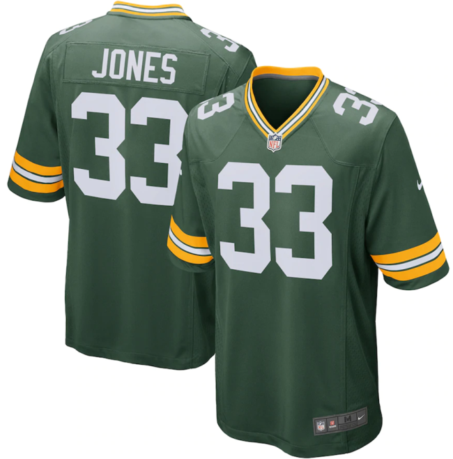 Popular Men's Aaron Jones #33 Green Bay Packers American Football Jersey Stitched