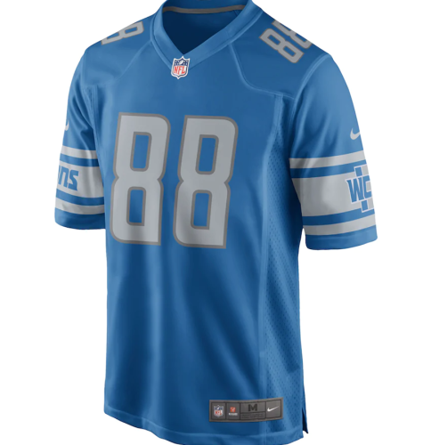 Popular Men's T.J. Hockenson #88 Blue Detroit Lions American Football Jersey Stitched