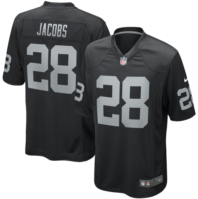 Hot Sale Josh Jacobs #28 Black Las Vegas Raiders American Football Jersey Stitched