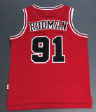 Retro Popular Dennis Rodman #91 Chicago Bulls Basketball Jersey Red