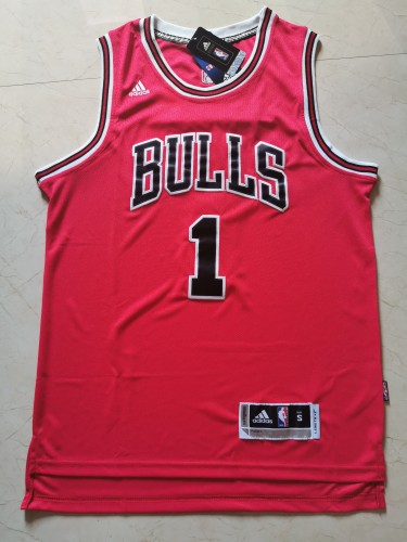 Classic Derrick Rose #1 Chicago Bulls Basketball Jersey Red bull's head