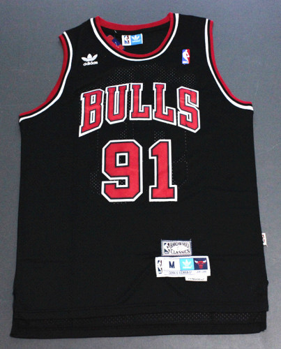 Retro Popular Dennis Rodman #91 Chicago Bulls Basketball Jersey Black