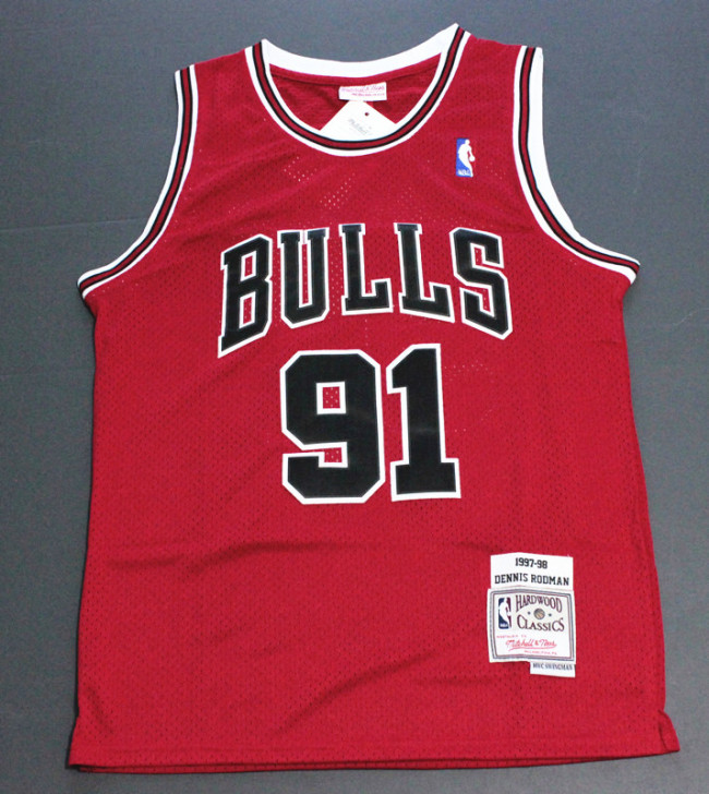 Retro 1998 Popular Dennis Rodman #91 Chicago Bulls Basketball Jersey Red