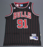 Retro Popular Dennis Rodman #91 Chicago Bulls Basketball Jersey Black stripes