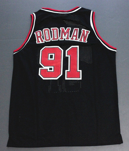 Retro 1998 Popular Dennis Rodman #91 Chicago Bulls Basketball Jersey Black