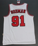 Retro Popular Dennis Rodman #91 Chicago Bulls Basketball Jersey White