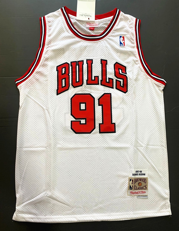 Retro 1998 Popular Dennis Rodman #91 Chicago Bulls Basketball Jersey White