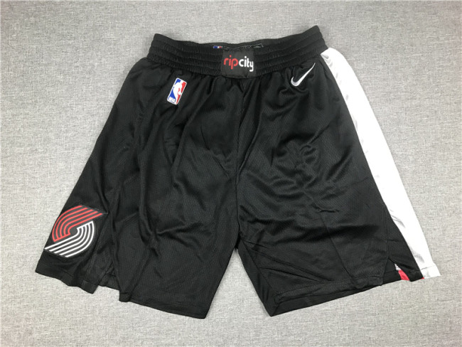 City Edition Black Portland Trail Blazers Basketball Shorts Stitching