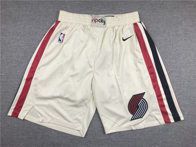 Classic Edition Off-White Portland Trail Blazers Basketball Shorts Stitching