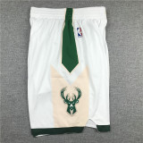 Hot Sale Classic White Milwaukee Bucks Basketball Shorts