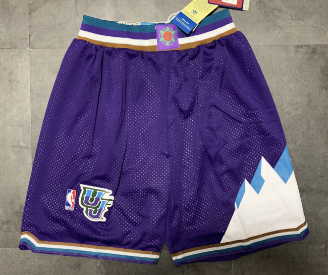 Vintage Jazz Shorts Purple Utah Jazz Basketball Shorts Suture 