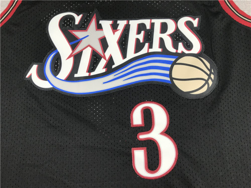 Retro96 97 Black Alan Iverson #3 Philadelphia 76ers  Basketball Jersey Sports Shirt Tops