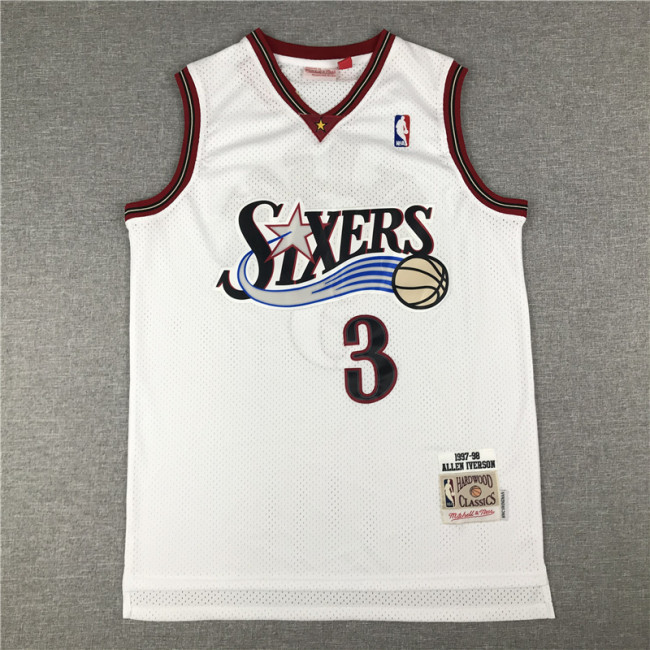 Retro96 97 White Alan Iverson #3 Philadelphia 76ers  Basketball Jersey Sports Shirt Tops