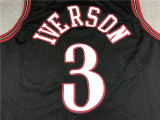 Retro96 97 Black Alan Iverson #3 Philadelphia 76ers  Basketball Jersey Sports Shirt Tops