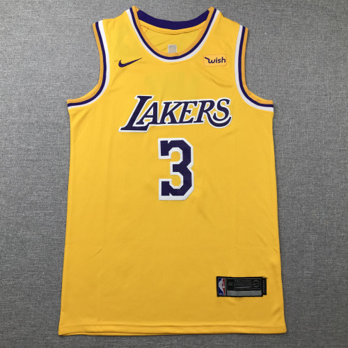 Normal Version Yellow Anthony Davis #3 Los Angeles Lakers Basketball Jersey Sports Shirt Tops