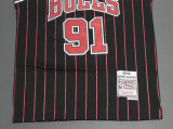 Retro 95 96 Blue Label Black Stripes Dennis Rodman #91 Chicago Bulls Basketball Jersey Sports Shirt Tops