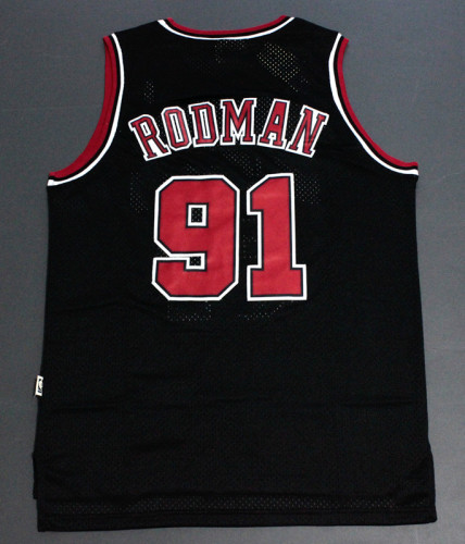Vintage Black Rodman #91 Chicago Bulls Basketball Jersey Sports Shirt Tops